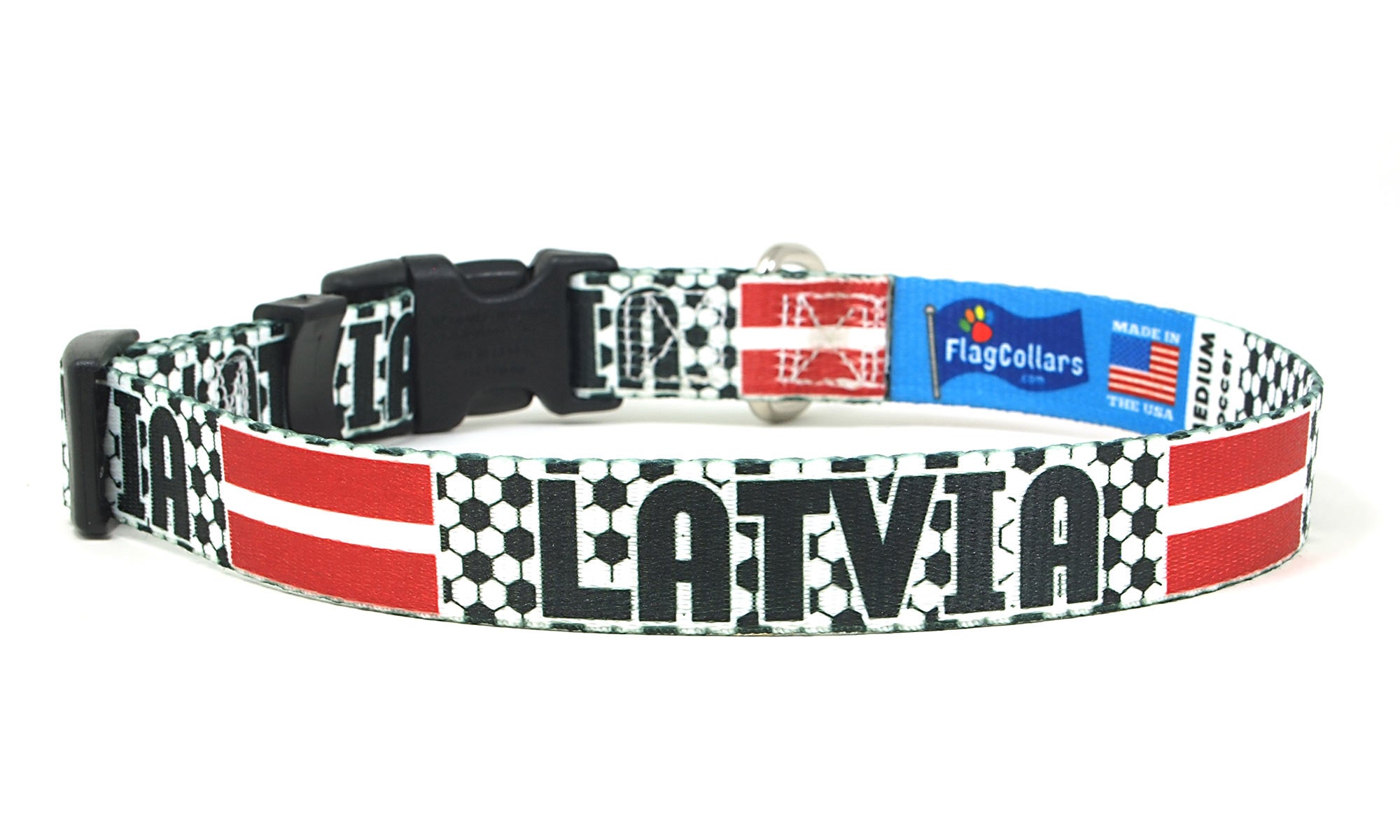 Latvia Dog Collar for Soccer Fans  | Quick Release or Martingale Style