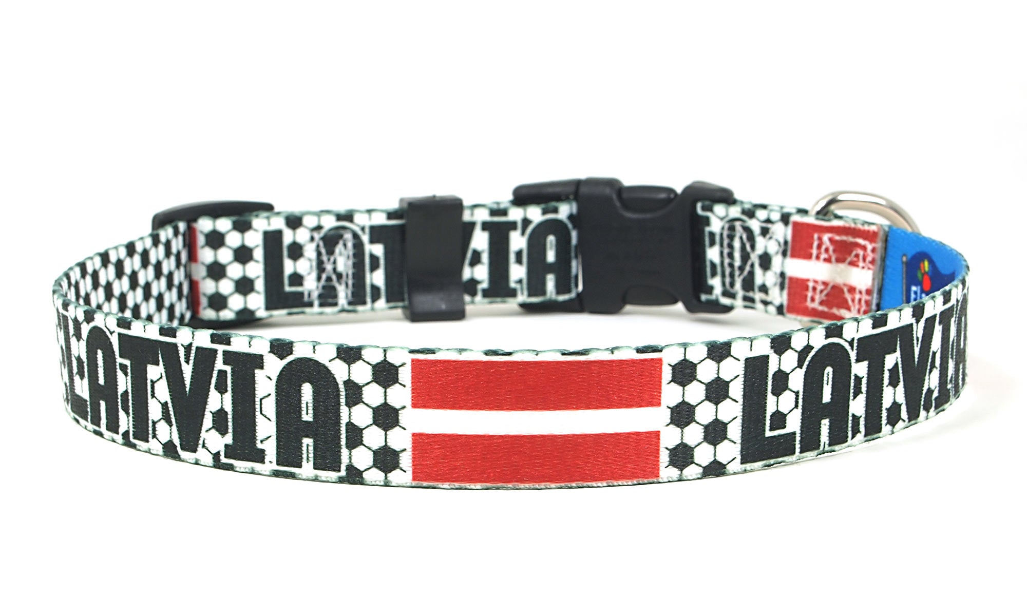 Latvia Dog Collar for Soccer Fans | Black or Pink | Quick Release or Martingale Style | Made in NJ, USA