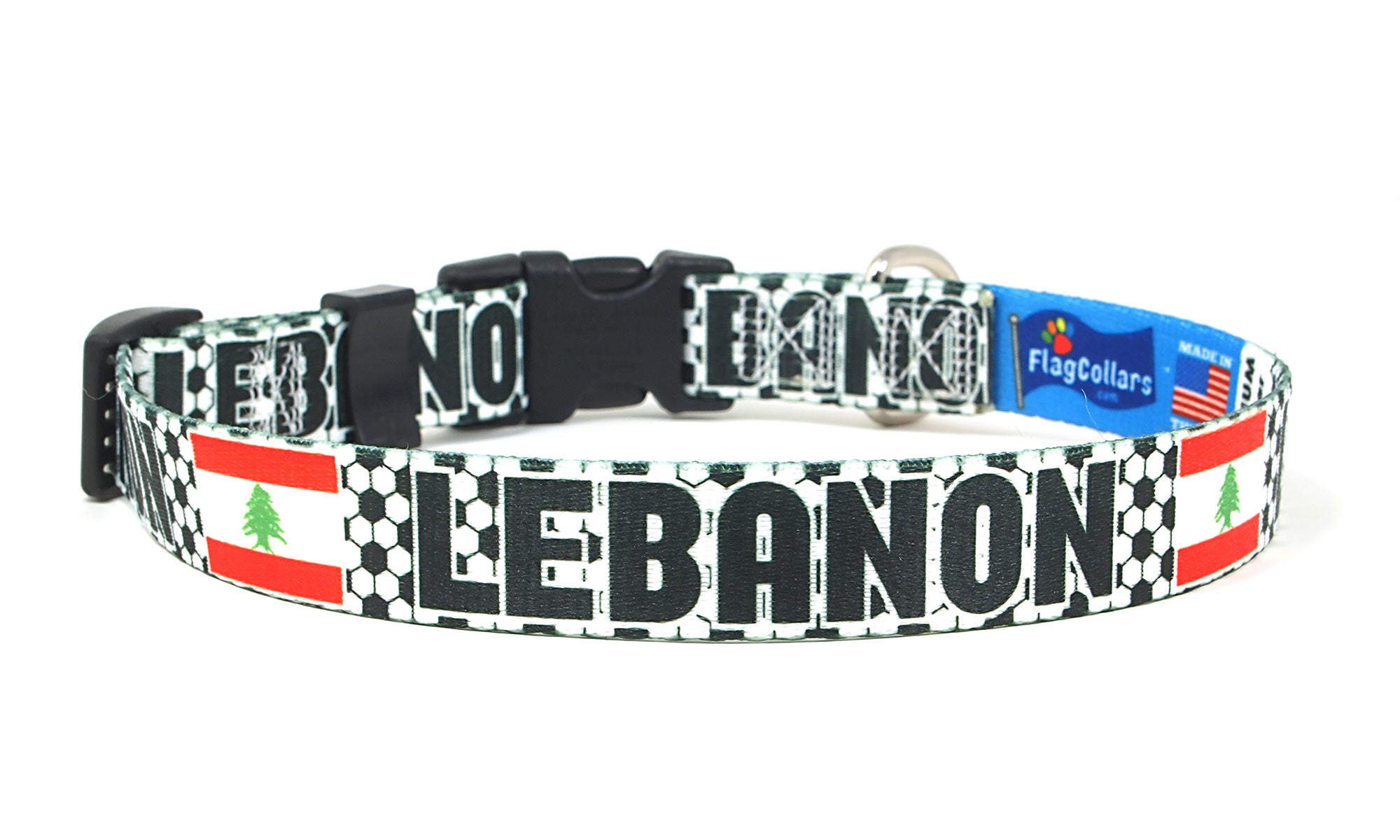 Lebanon Dog Collar for Soccer Fans  | Quick Release or Martingale Style