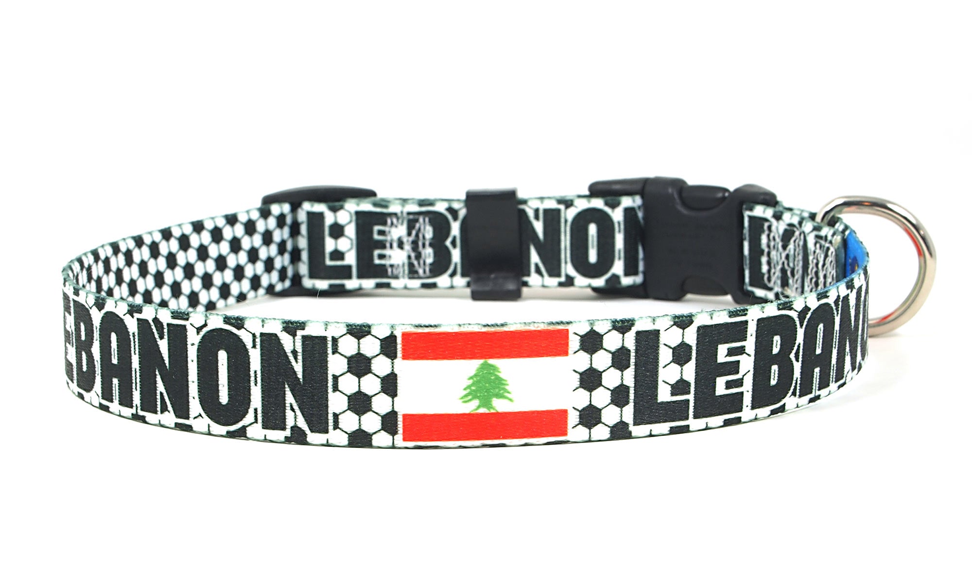 Lebanon Dog Collar for Soccer Fans | Black or Pink | Quick Release or Martingale Style | Made in NJ, USA