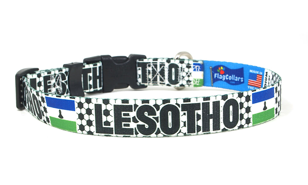 Lesotho Dog Collar for Soccer Fans  | Quick Release or Martingale Style
