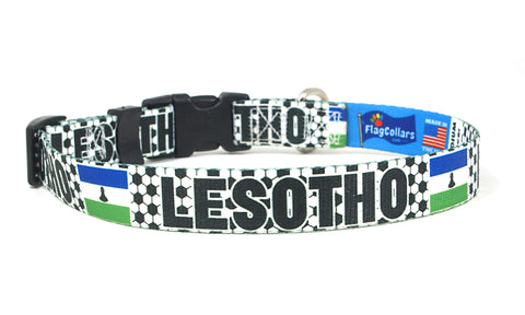 Lesotho Dog Collar for Soccer Fans | Black or Pink | Quick Release or Martingale Style | Made in NJ, USA