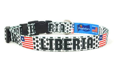 Liberia Dog Collar for Soccer Fans | Black or Pink | Quick Release or Martingale Style | Made in NJ, USA