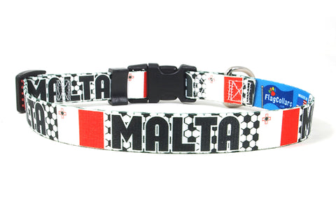 Malta Dog Collar for Soccer Fans | Black or Pink | Quick Release or Martingale Style | Made in NJ, USA