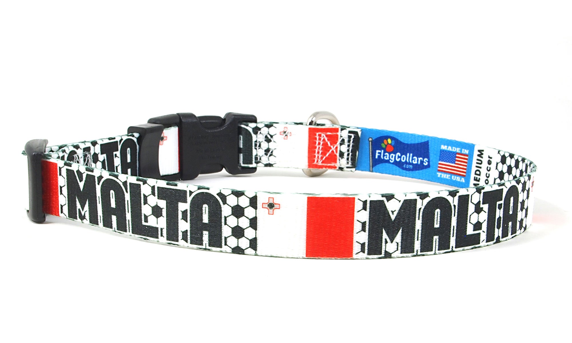 Malta Dog Collar for Soccer Fans  | Quick Release or Martingale Style