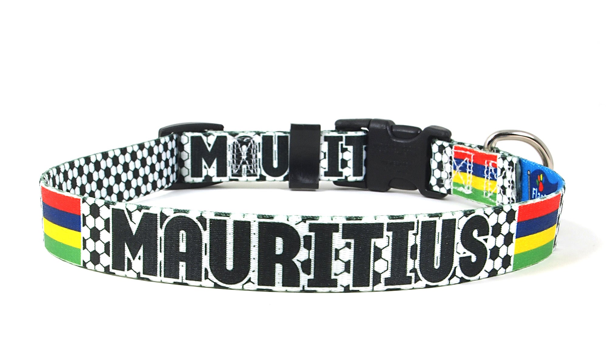 Mauritius Dog Collar for Soccer Fans | Black or Pink | Quick Release or Martingale Style | Made in NJ, USA