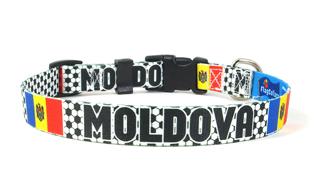 Moldova Dog Collar for Soccer Fans  | Quick Release or Martingale Style