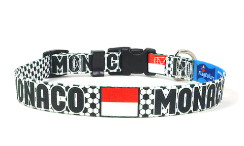 Monaco Dog Collar for Soccer Fans | Black or Pink | Quick Release or Martingale Style | Made in NJ, USA