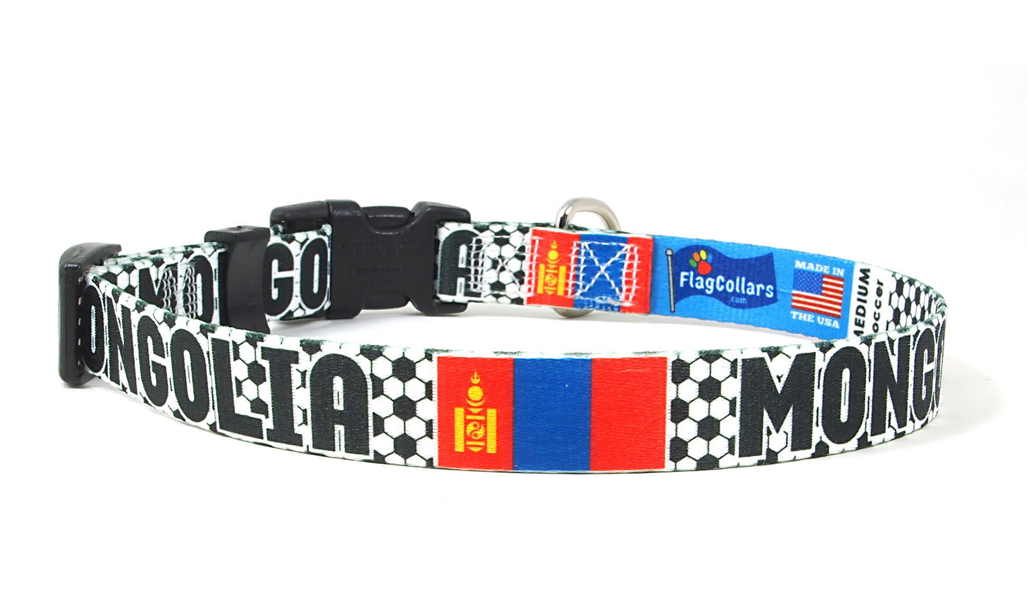 Mongolia Dog Collar for Soccer Fans  | Quick Release or Martingale Style