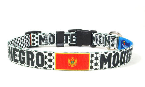 Montenegro Dog Collar for Soccer Fans | Black or Pink | Quick Release or Martingale Style | Made in NJ, USA