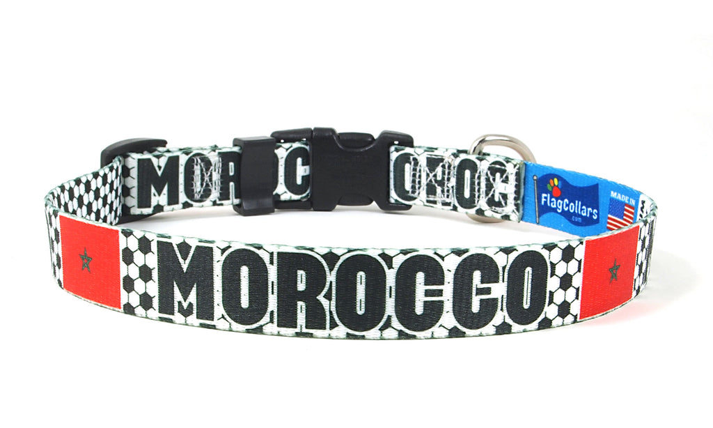 Morocco Dog Collar for Soccer Fans  | Quick Release or Martingale Style