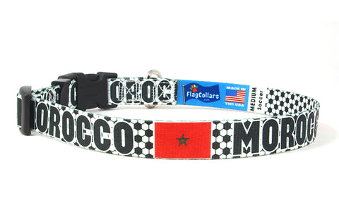 Morocco Dog Collar for Soccer Fans | Black or Pink | Quick Release or Martingale Style | Made in NJ, USA