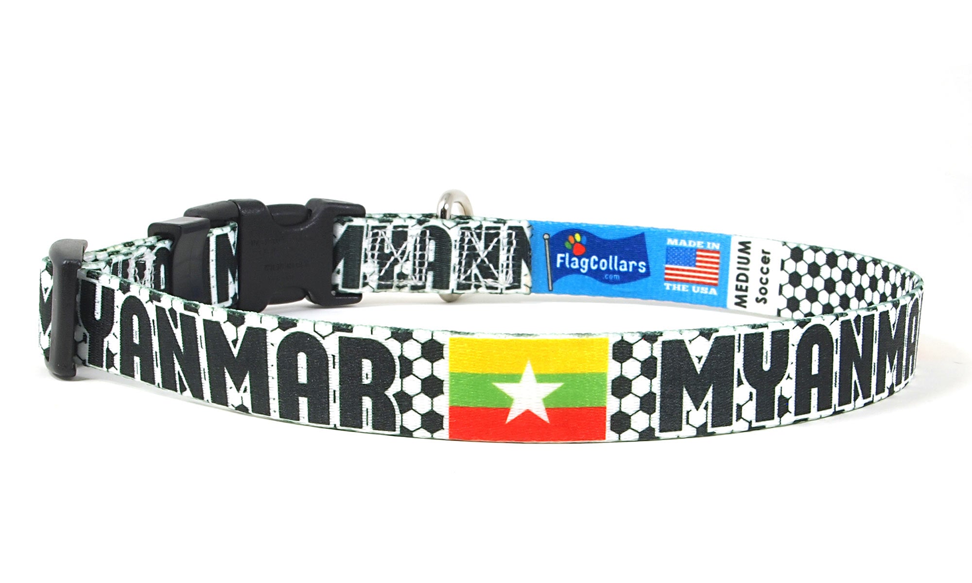 Myanmar Dog Collar for Soccer Fans  | Quick Release or Martingale Style