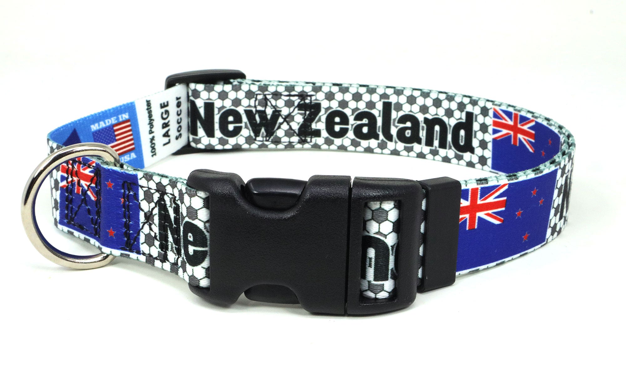 New Zealand Dog Collar for Soccer Fans  | Quick Release or Martingale Style