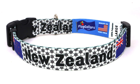 New Zealand Dog Collar for Soccer Fans | Black or Pink | Quick Release or Martingale Style | Made in NJ, USA