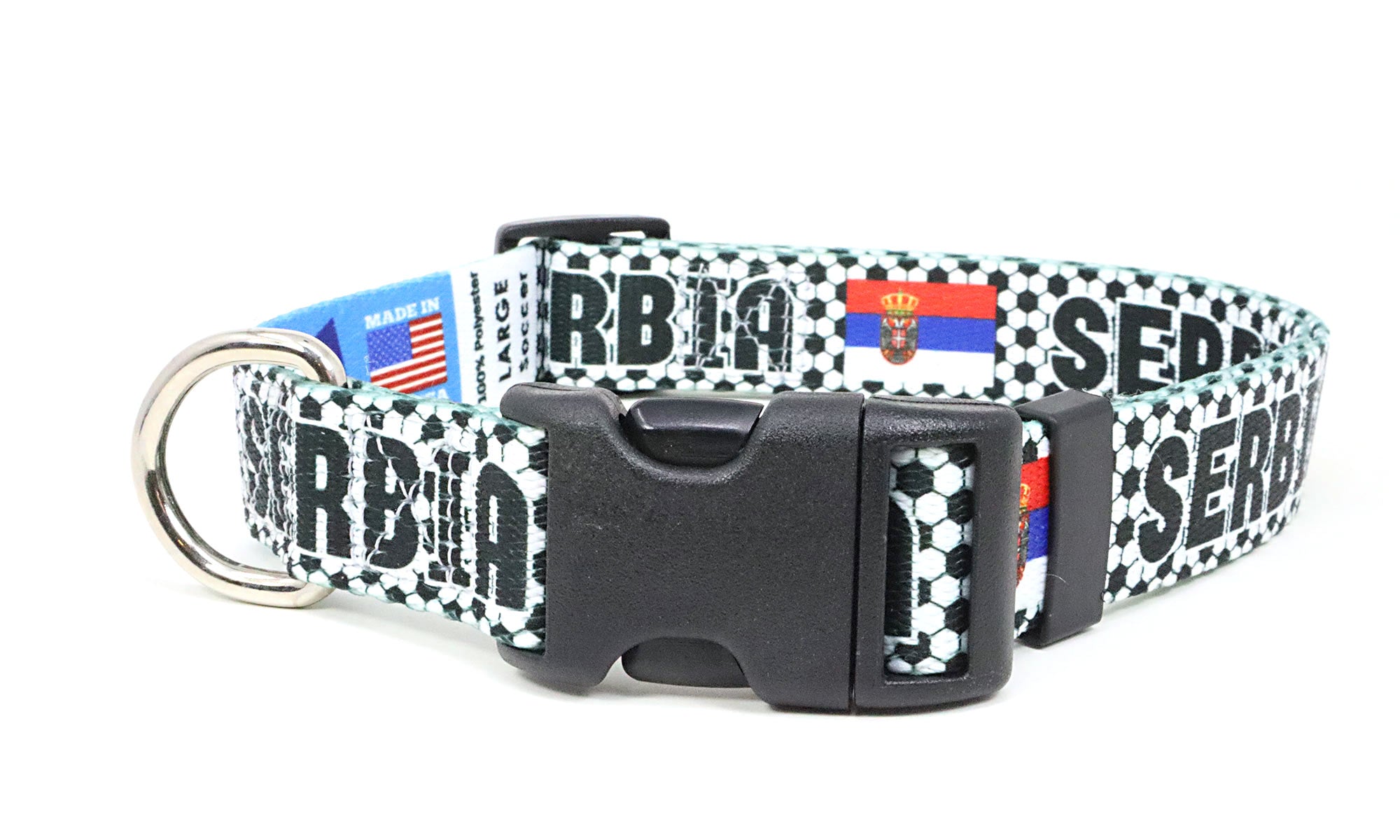 Serbia Dog Collar for Soccer Fans  | Quick Release or Martingale Style