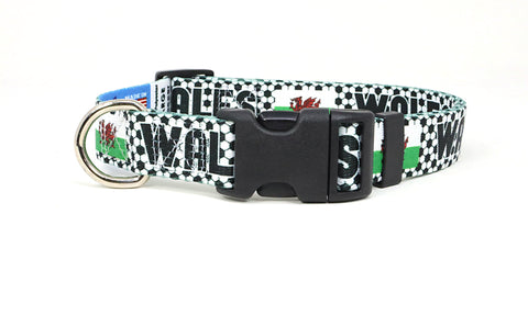 Wales Dog Collar for Soccer Fans | Black or Pink | Quick Release or Martingale Style | Made in NJ, USA