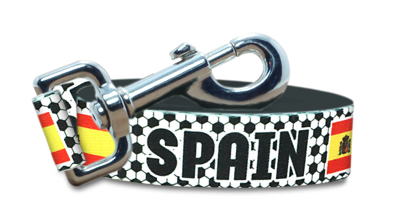 Spain Dog Leash for Soccer Fans | Black or Pink | 6 or 4 Foot