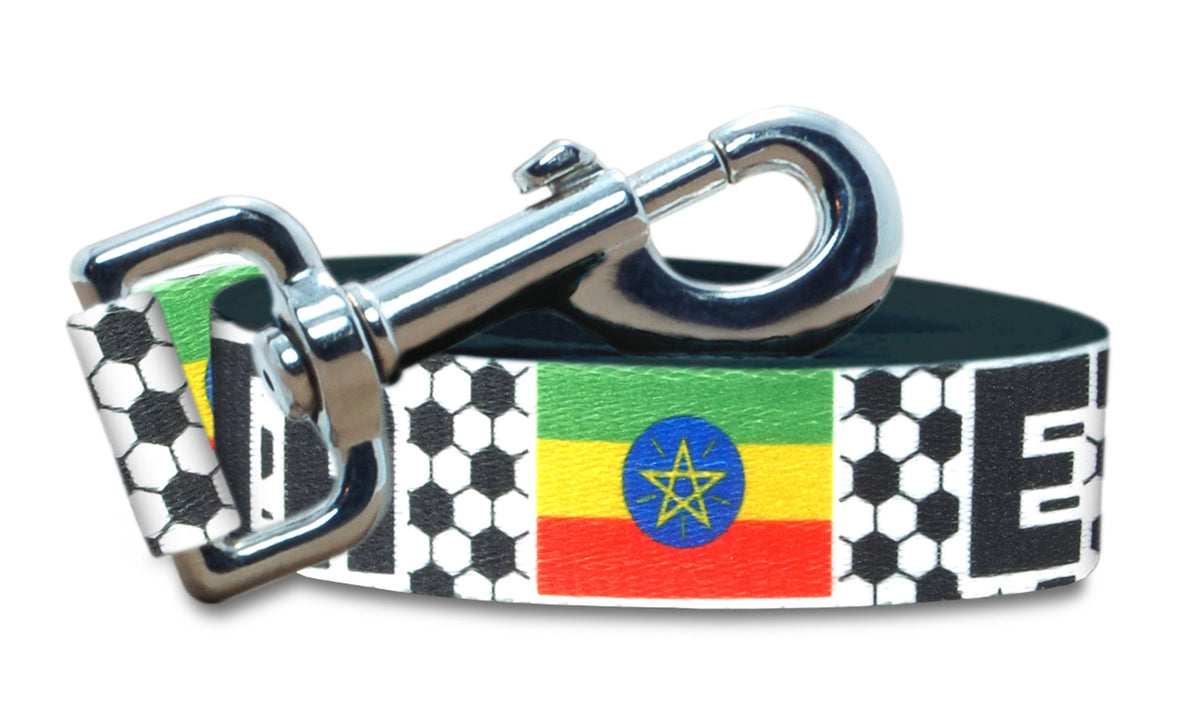 Ethiopia Dog Leash for Soccer Fans | Black or Pink | 6 or 4 Foot