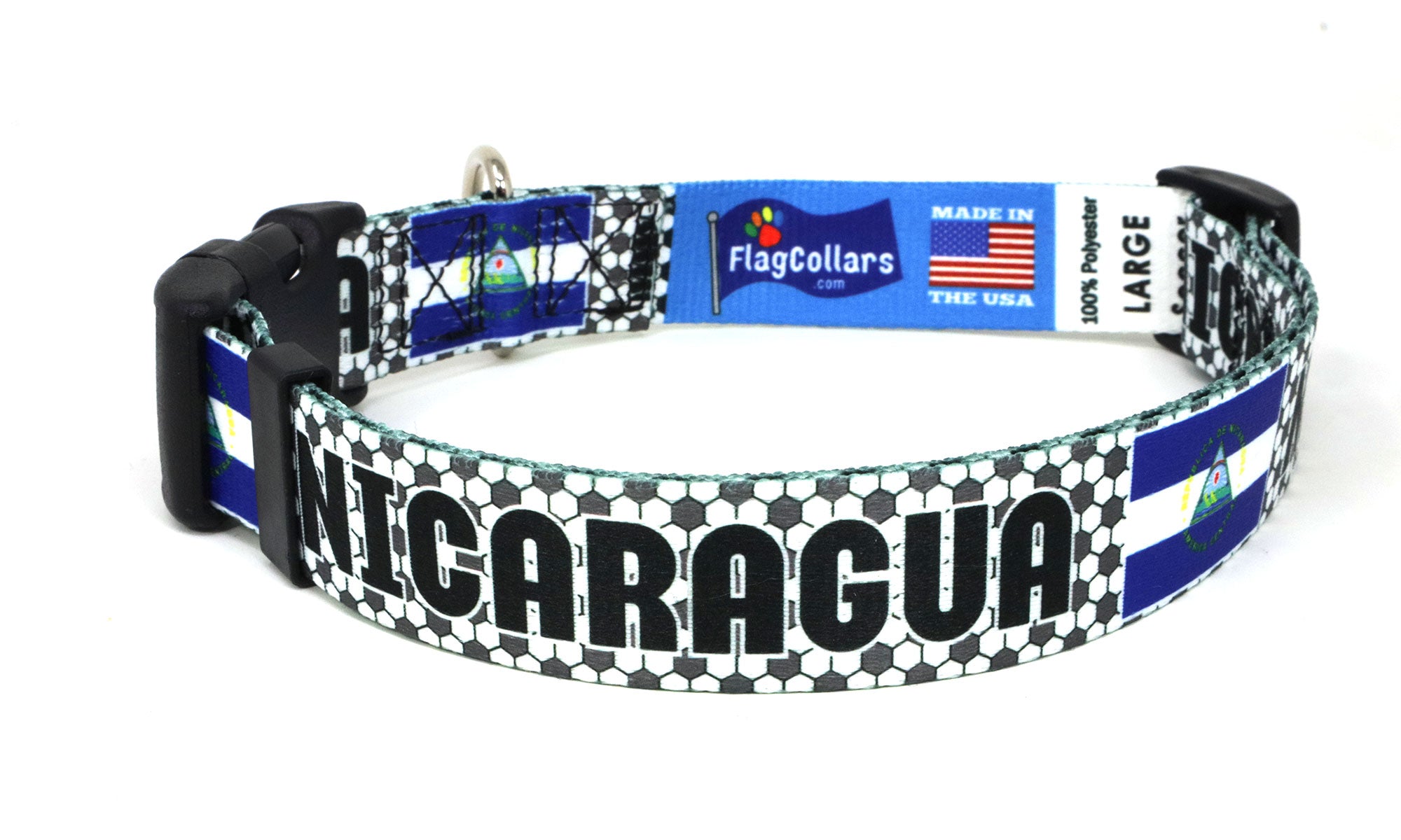 Nicaragua  Dog Collar for Soccer Fans  | Quick Release or Martingale Style